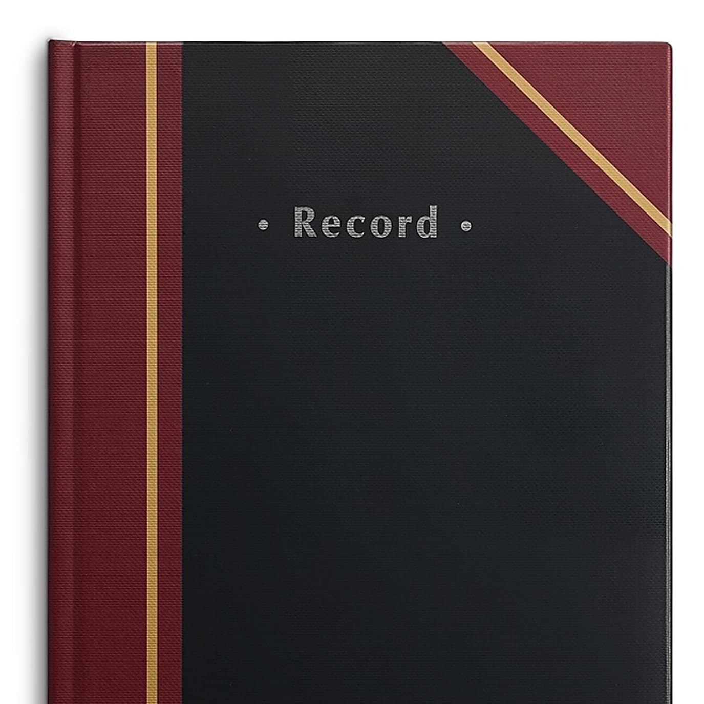Staples Black Record Book, Hardbound, 300 Numbered Pages, 11-3/4" x 7-1/4", Durable Sewn Binding Notebook for Logs, Records & Note‑Taking