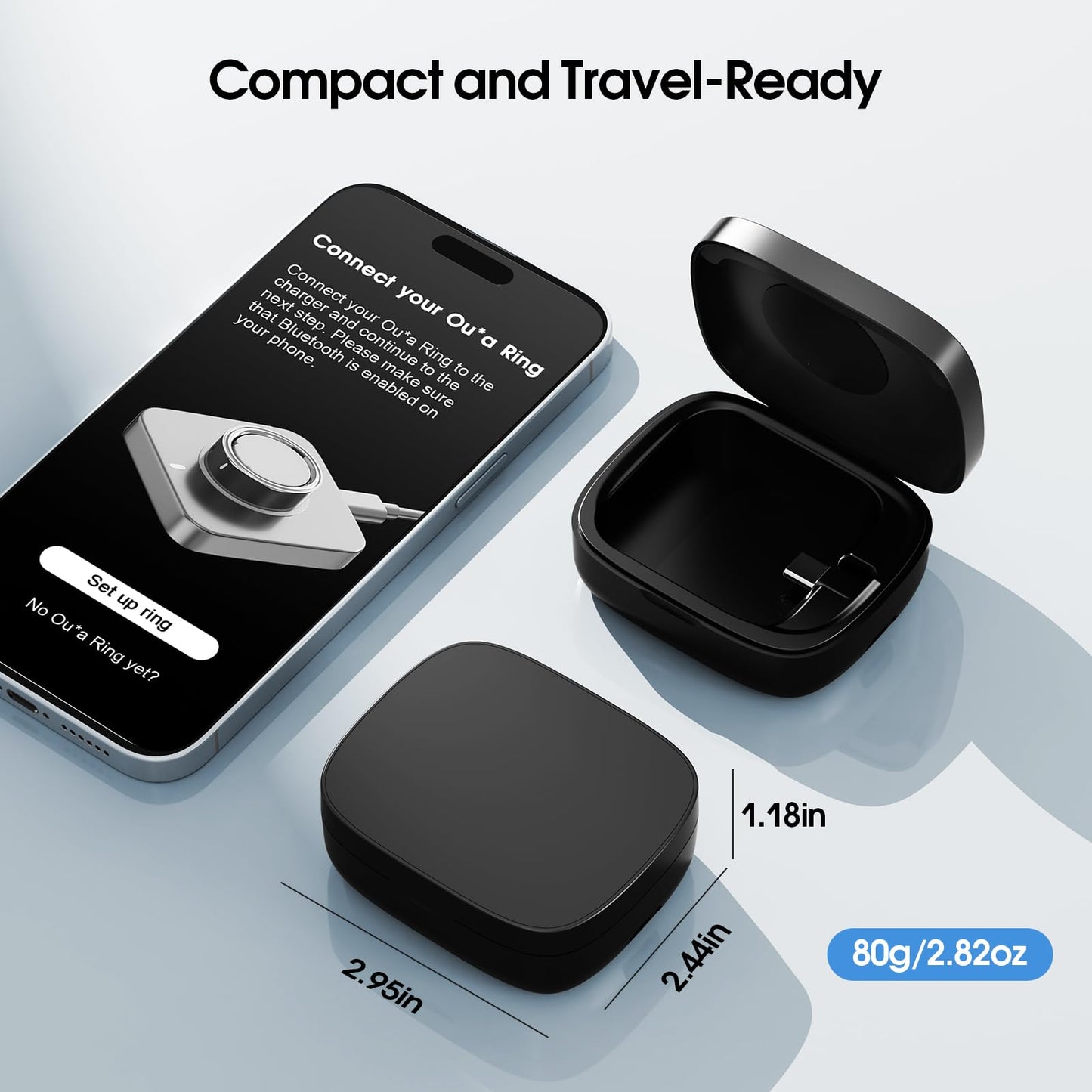 Charging Case Compatible with Ou-ra Ring Gen 4 & 3 Official Charger, Portable Wireless Charging Box with 1000mAh Capacity, Fits All Ring Sizes, 30-Day Runtime (Official Charger Not Included)