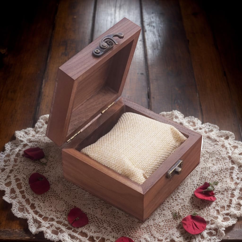 LONMAIX Walnut Wood Box for Crafts, Jewelry Box and watch box Wooden Keepsake Box Gift (Walnut)