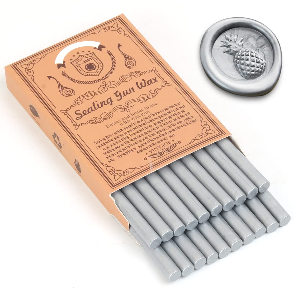 Wax Seal Sticks, Wasole 40pcs Silver Glue Gun Sticks Beads for Wax Seal Stamp, Great for Sealing Letter, Wedding Invitations, Envelopes (Silver)