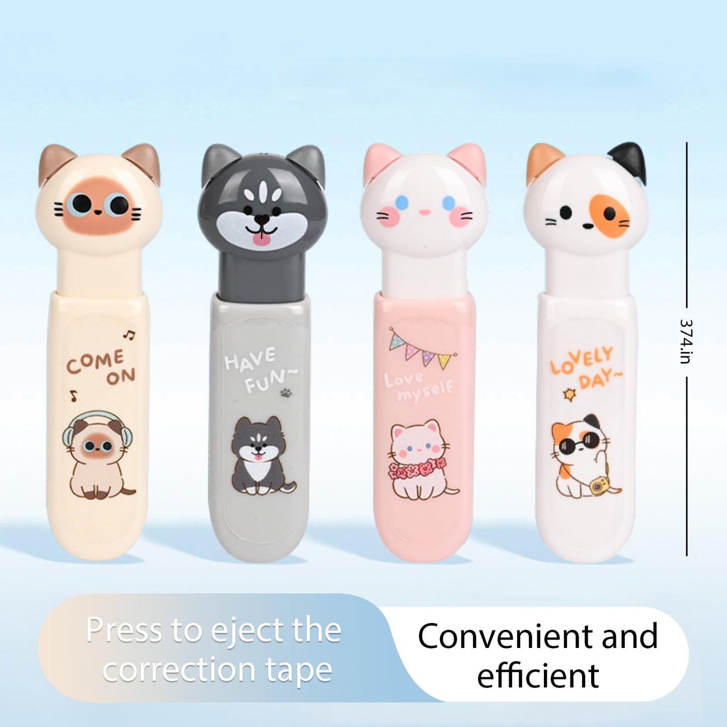 PANDENNER Correction Tape, Mini Retractable Correction Tape Pen, with Aesthetic Cute Cat Applicator,for Back To School Office Supplies.