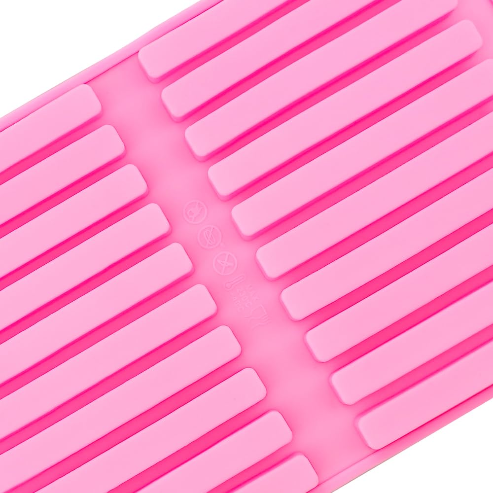 2 PACK Chocolate Rod Stick Silicone Strip Molds, 20 Bars Strips Biscuit Candy Molds for Cookies Candy Crayon Candle Soap Ice Cube Tray