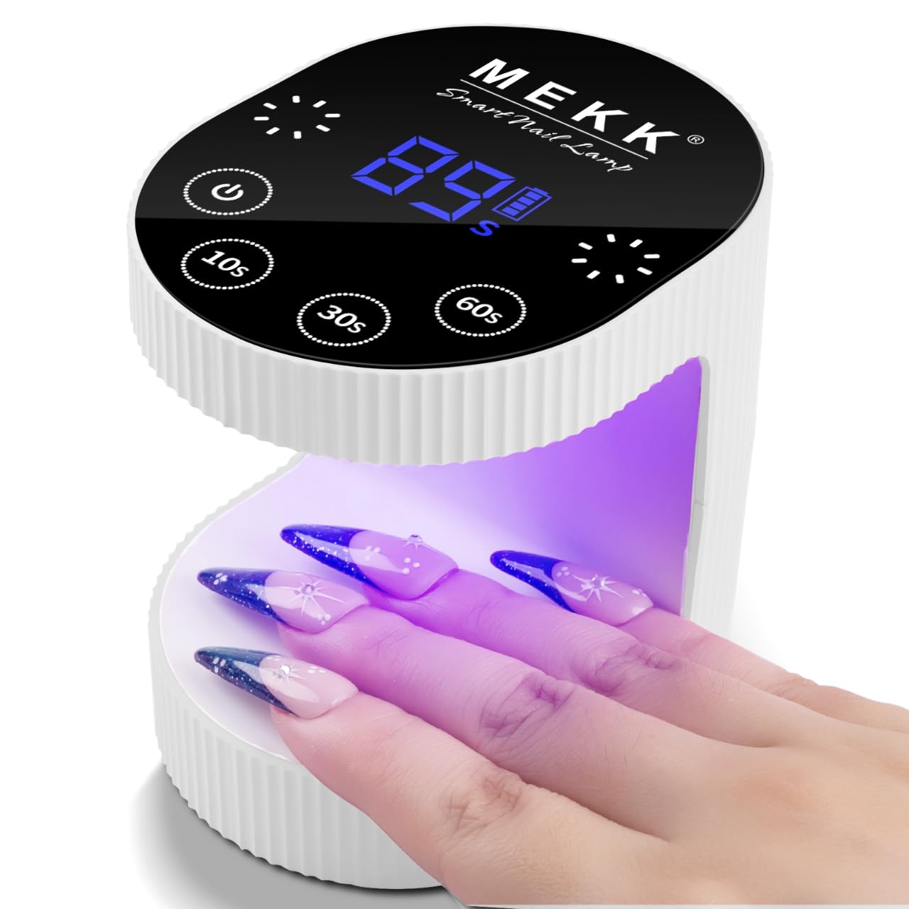 MEKK Cordless Mini UV Light for Gel Nails - 24W Rechargeable Mini UV LED Nail Lamp with Touch Control & Auto Sensor,Small Flash Cure Lamp,4 Timers,Portable Nail Light for Tavel & Home Use(White)