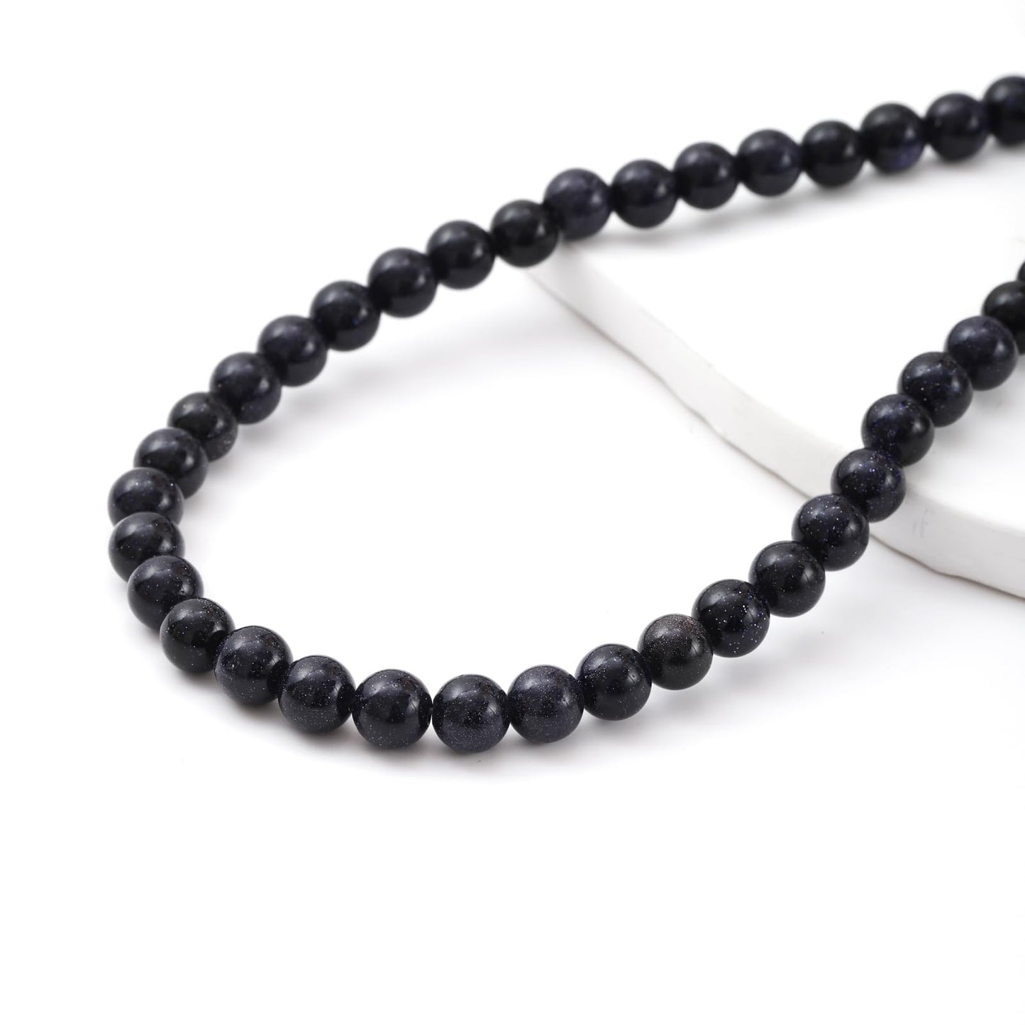 8mm 45pcs DIY Natural Blue Sandstone Stone Beads Round Healing Crystal Gemstone Loose Beads for Jewelry Making Handmade Bracelet Necklace