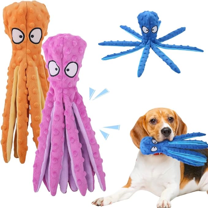 AprYew Octopus Dog Toys, No Stuffing Crinkle Dog Toys for Aggressive Chewers, Durable Interactive Chew Toys for Small, Medium and Large Dogs Training and Reduce Boredom (Purple)