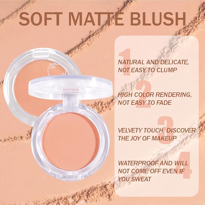 Matte Powder Blush for Cheeks – Long Lasting Natural Face Blusher Makeup, Lightweight Blendable Cheek Color for Women, Vegan & Cruelty-Free – #13 Nude