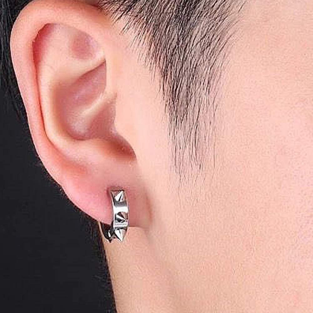 Xusamss Punk Jewelry Stainless Steel Spike Rivet Ear Clip Earrings