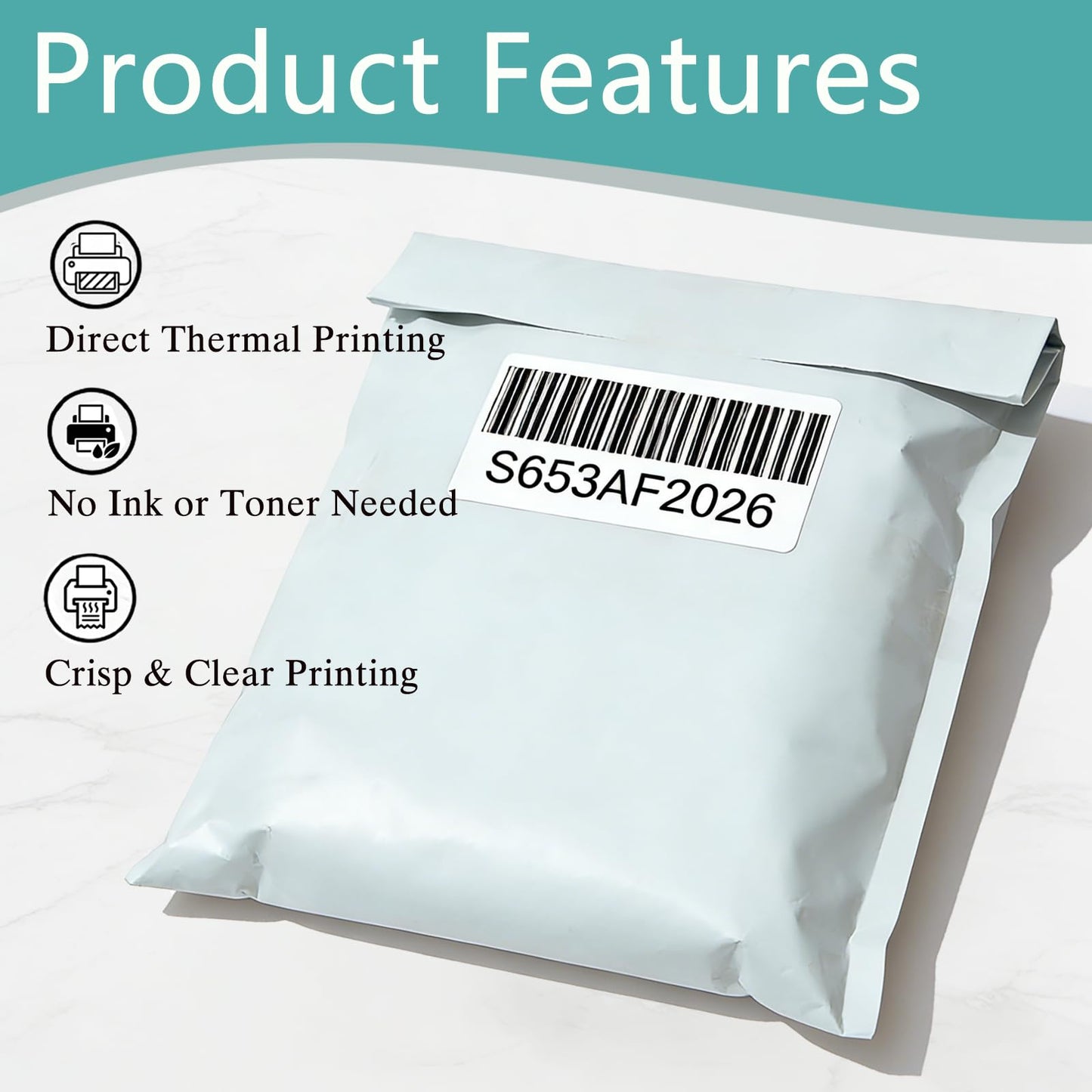 Volokitx 15 Rolls 2"x1" Direct Thermal Labels, 1300 Labels/Roll (19500 Labels), Self-Adhesive Address Barcode Sticker Label Rolls, Compatible with Zebra, Rollo, Munbyn & Most Thermal Printers
