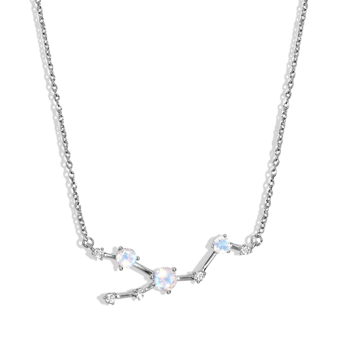 Moon Magic Moonstone Necklace - Taurus Zodiac Constellation / 925 Sterling Silver - 18k Rose Gold - Yellow Gold Rainbow Moonstone Necklaces for Women/Authentic Rainbow Crystal Jewelry