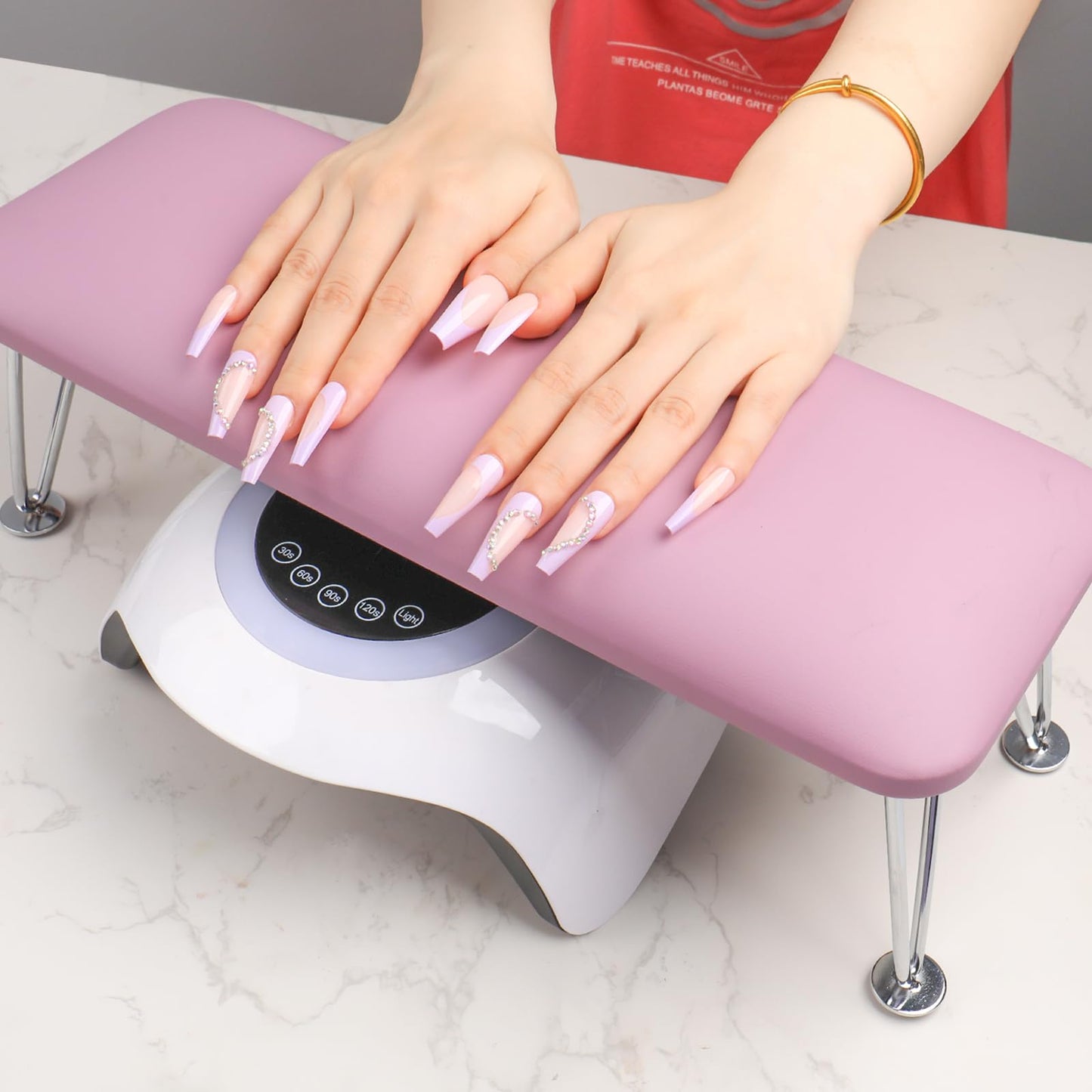 BOMOQING Arm Rest for Nails, Microfiber Leather Nail Arm Rest for Acrylic Nails, Nail Arm Rest Table with Pillow Cushion Hand Holder for Manicure, Hand Rest for Nails Tech, Home Use or Salon(Purple)