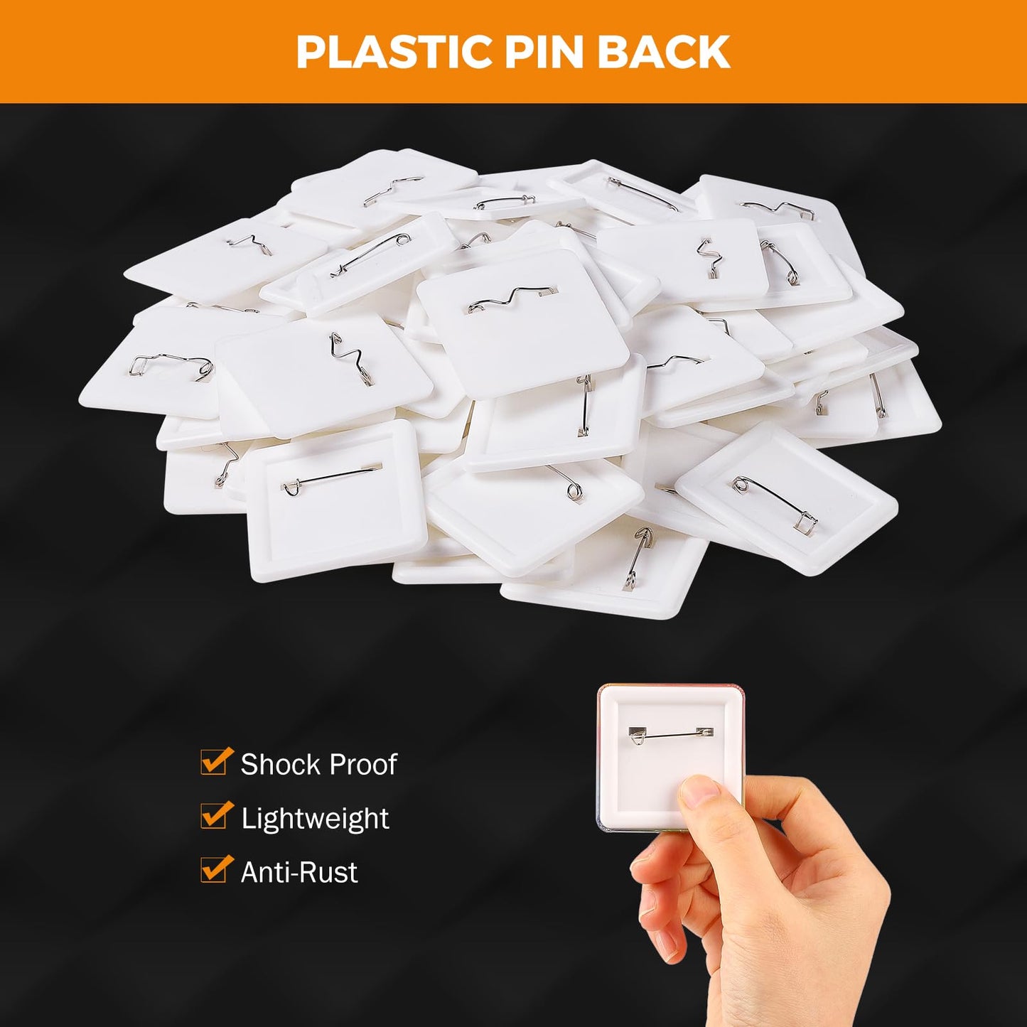 BEAMNOVA 100 Sets of Square Button Maker Supplies 50 * 50mm / 1.97 * 1.97 in Blank Badges Parts for Round Pin Maker, Supplies Only, Machine NOT Included