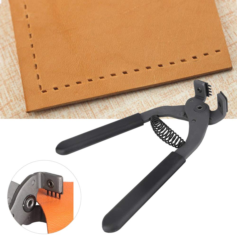 Leather Punch Tool Silent Pliers, 6.7in Handheld Leather Hole Punch Tool with 0.15in Head, DIY Leather Art Craft Hole Punch Stitching Hand Pliers for Belts Straps Saddles Shoes (4mm-4 Teeth)