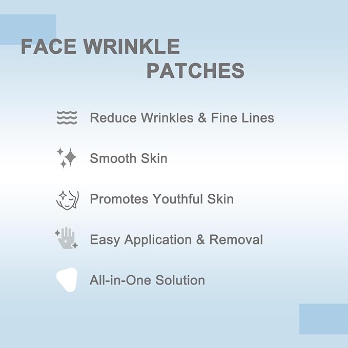 Wrinkle Patches for Face Overnight, Face Tape for Wrinkles, Facial Patch for Forehead, Eyes, Crows Feet, Smile Lines - 144 Count Adhesives Patches Per Box