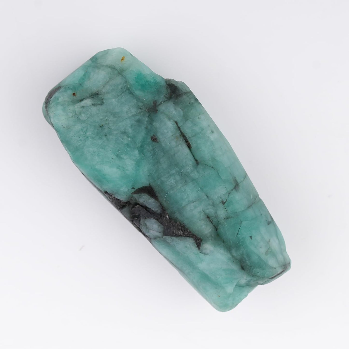 GemSymphony 1pcs Natural Raw Emerald Gemstone, Birthstone, Loose Crystals, Jewelry Making Supply, Wire Wrapping, Chakra Healing, Crafting, Decor (40x16 mm)