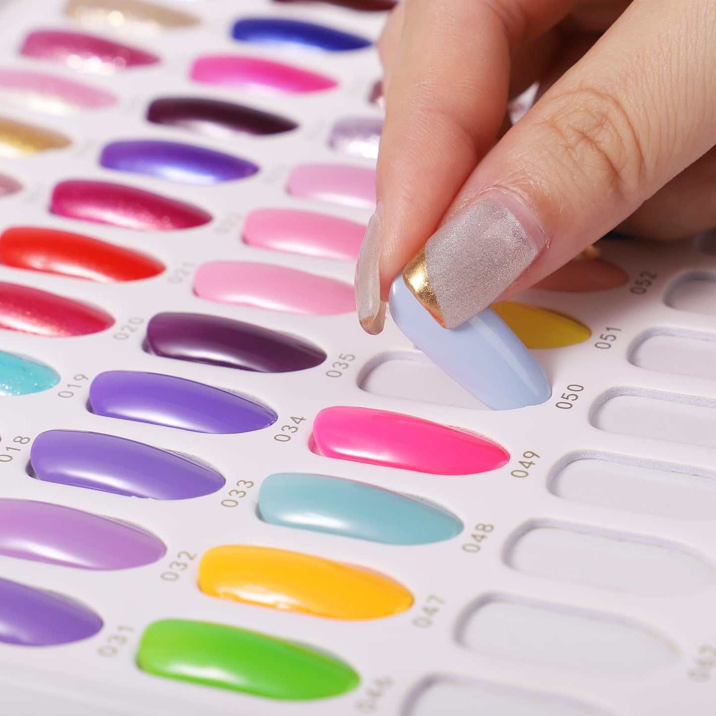 Acycoin2A Professional 216 Nail Colors Chart Dip Powder Card with 240 Tips and Nail Polish Number Sticker Label (Black)