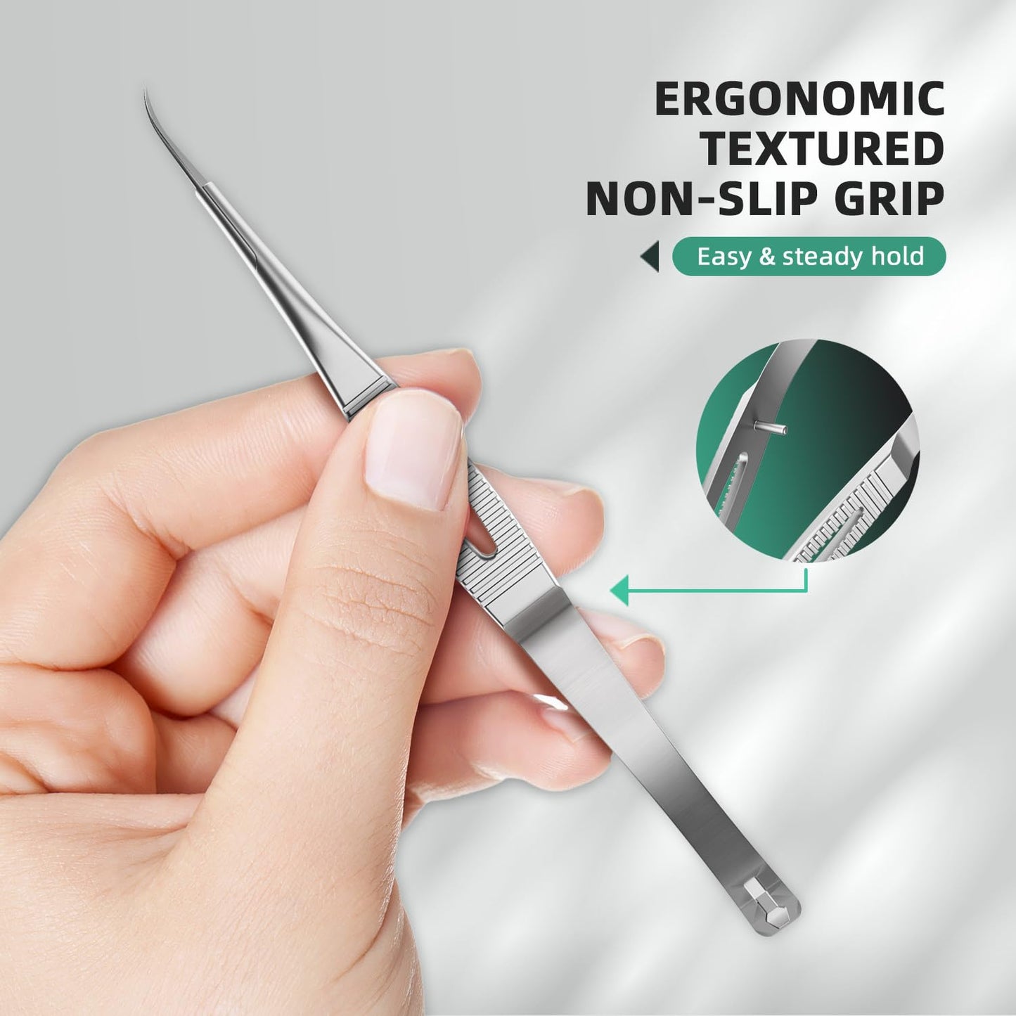 SG NEKOO Cuticle Scissors, Professional Curved 15° Blade Stainless Steel, Ultra Sharp for Precision Nail Grooming, Eyebrow Shaping, and Sewing Thread Snips, with Travel Case