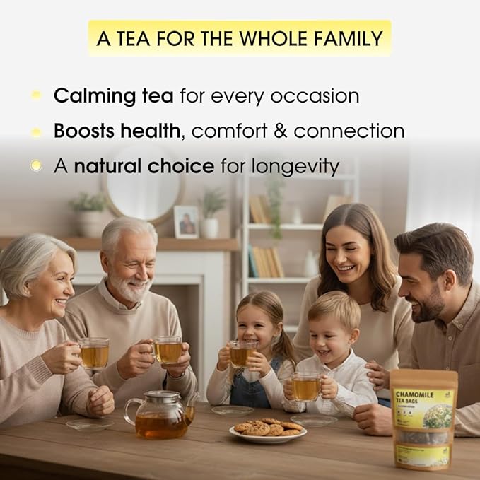 Chamomile Tea Bags - 50 Bags (Premium Natural Pure Leaf Tea - 50 Count) Gluten-Free and Caffeine-Free Herbal tea for Relaxation, Wallness, Immune Support with Smooth Taste