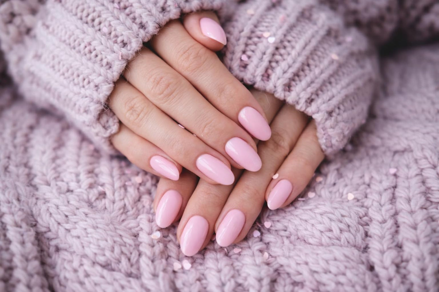 Solid Color Press On Nails Short Almond Style (Pink)