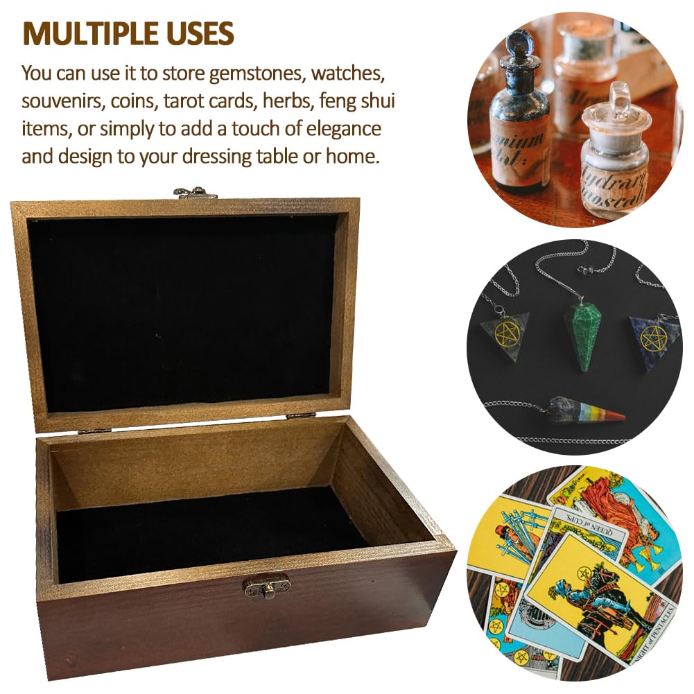 arricraft 1 Pc Wooden Memory Keepsake Box, Wildflower Cluster Butterflies Engraved Pattern Rectangle Pine Tarot Box for Anniversary Jewelry Board Storage (9.45x5.51x3.54 Inch)