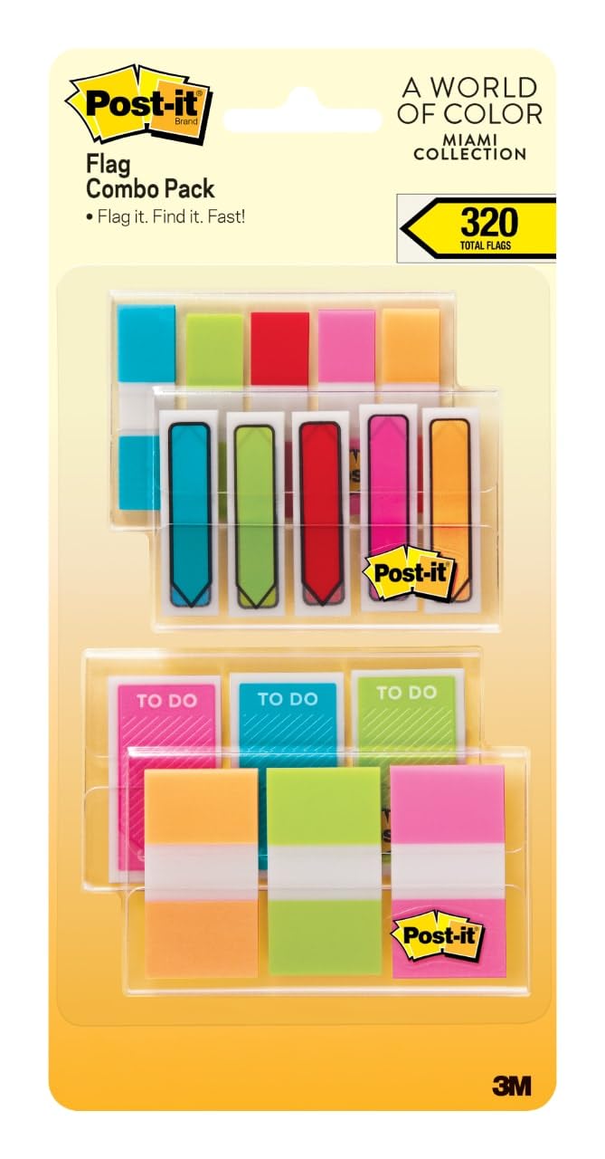 Post-it Flags Combo Pack, .47 Wide and .94