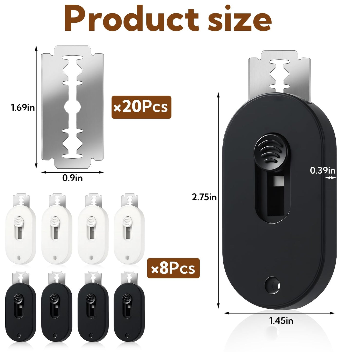 VZZNN 8 Pack Professional Bread Lame,Extractable & Magnetic Bread Lame Dough Scoring Tool for Sourdough Bread baking & Bread Making Tools Scoring Patterns booklet & 20 Razor Blades(Black+White)