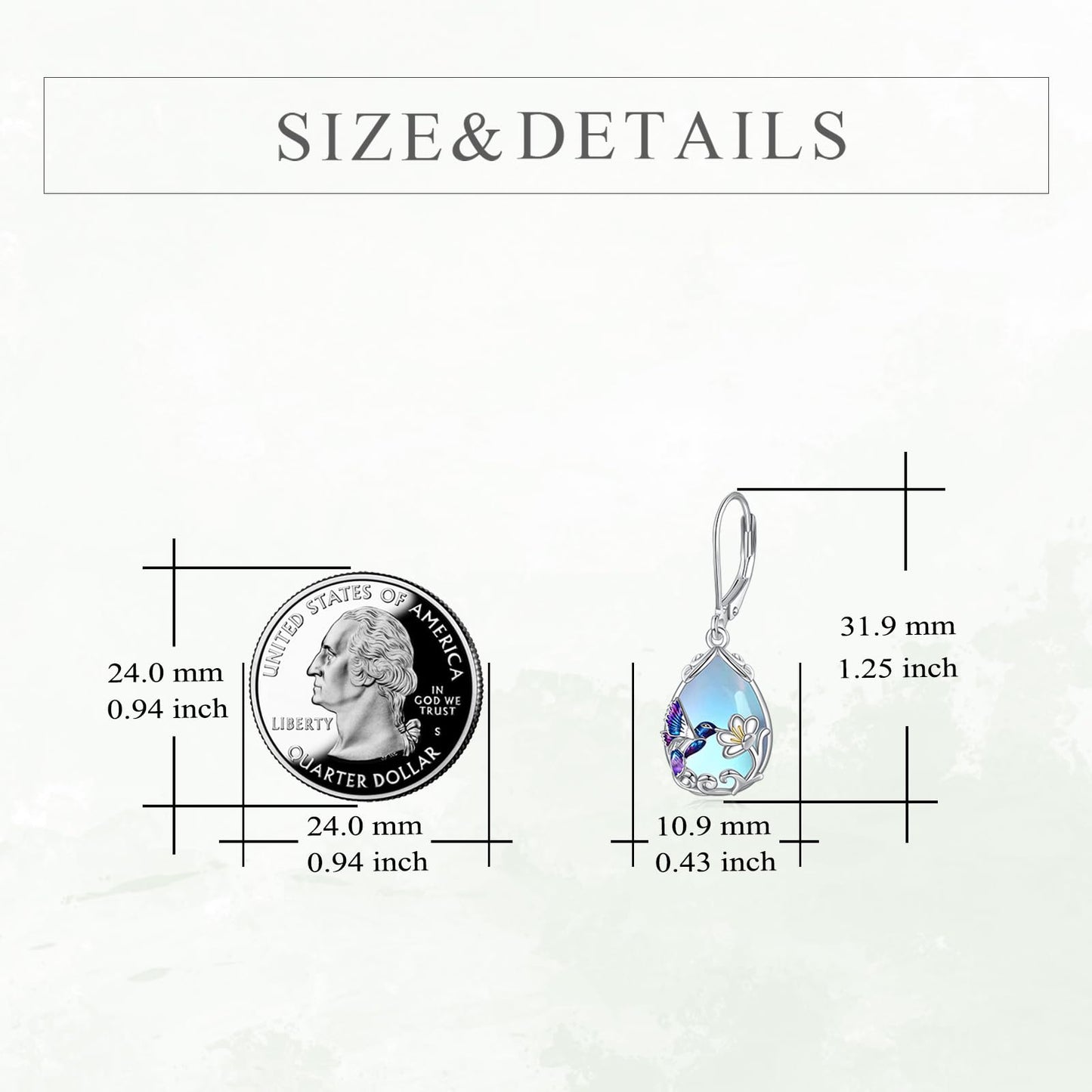 YFN Hummingbird Flower Dangle Earrings with Blue Enamel and Purple Moonstone Earrings, 925 Sterling Silver