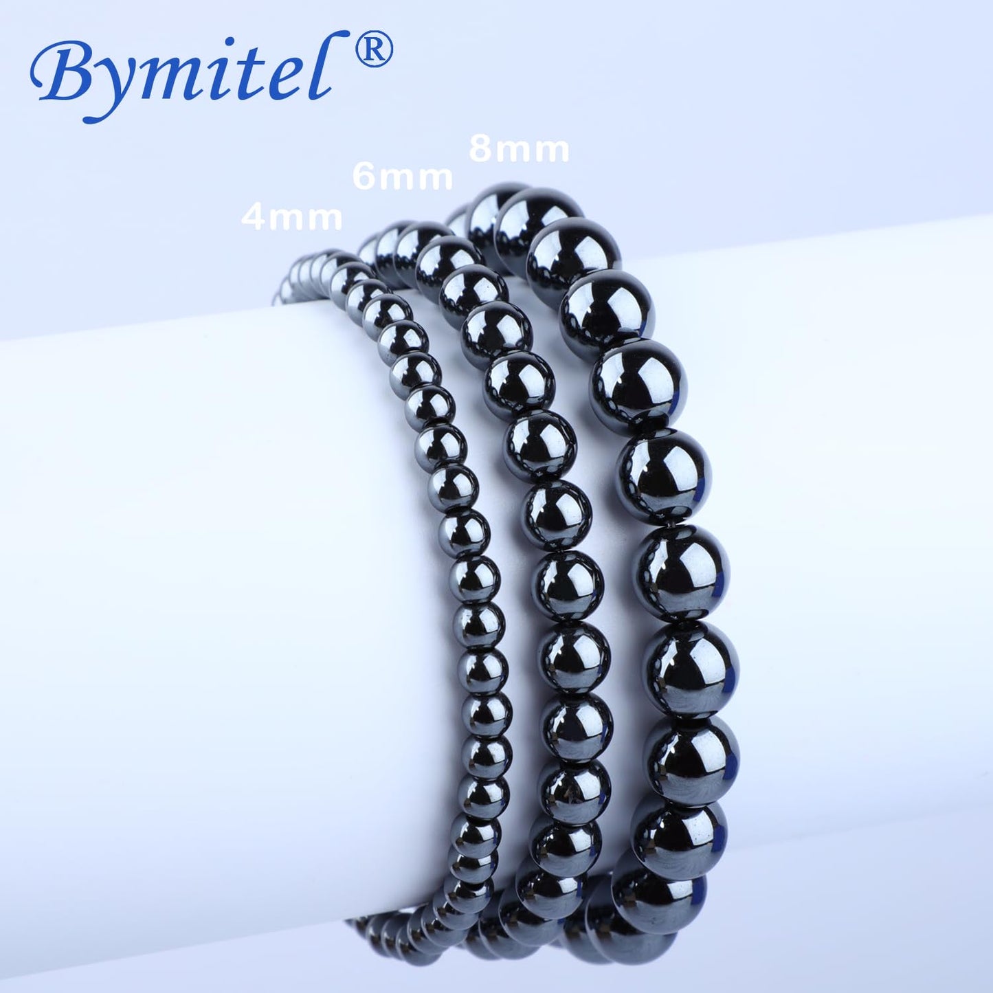 Bymitel 8mm Hematite - Handmade Reiki Gemstone Stretch Bracelet, Natural Beauty & Spiritual Essence, Crystal Healing for Unisex Adults
