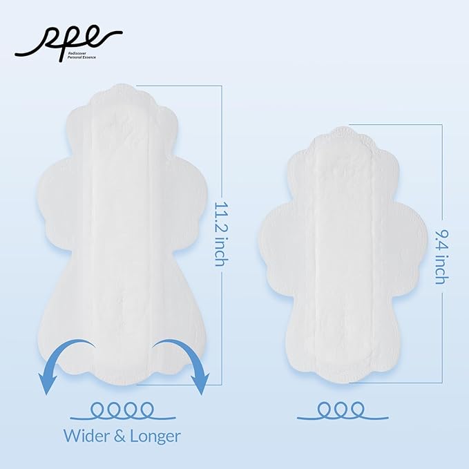 100% Large Organic Pads for Women, Ultra Thin Heavy Flow Sanitary Pads with Wings, Super Absorbency Feminine Pads Extra Coverage Period Pads, Unscented Cotton Pads Menstrual (Large, Size 4, 96ct)