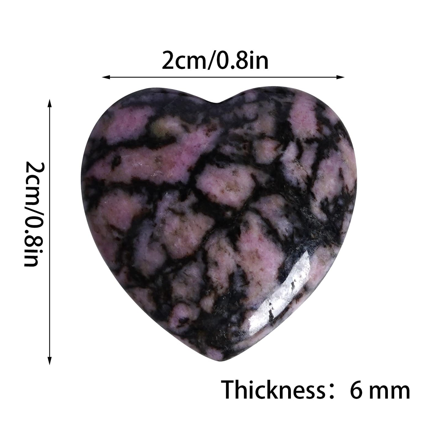 Marrywindix 15 Packs 0.8 Inch Healing Crystal Natural Rhodonite Heart Love Carved Palm Worry Stone Chakra Reiki Balancing