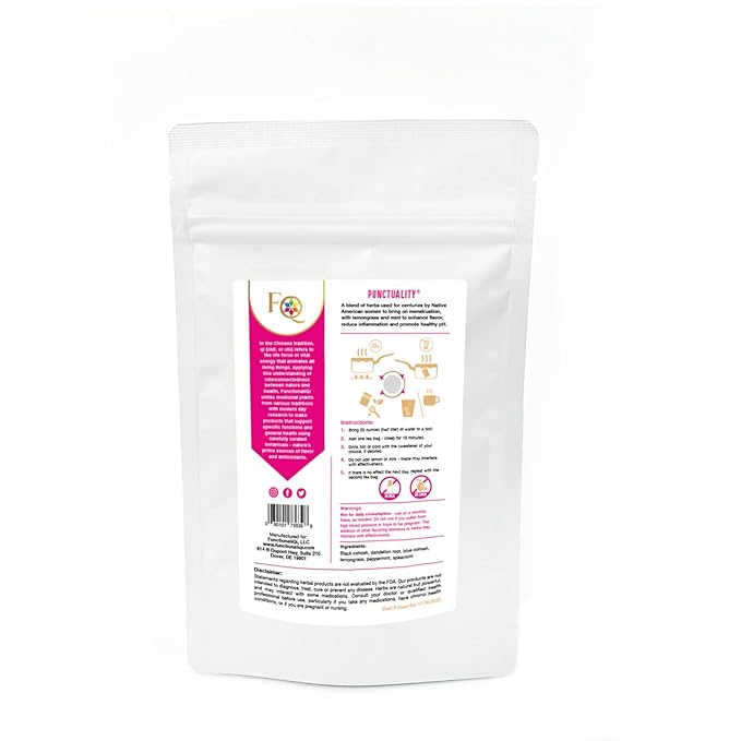 Punctuality Functional Herbal Tea for Late Menstrual Period Lemongrass Mint Natural Remedy Black Cohosh Blue Cohosh Women’s Health Hormone Regulation Cramps PCOS Plan-B Homeopathic (2eco tea bags)