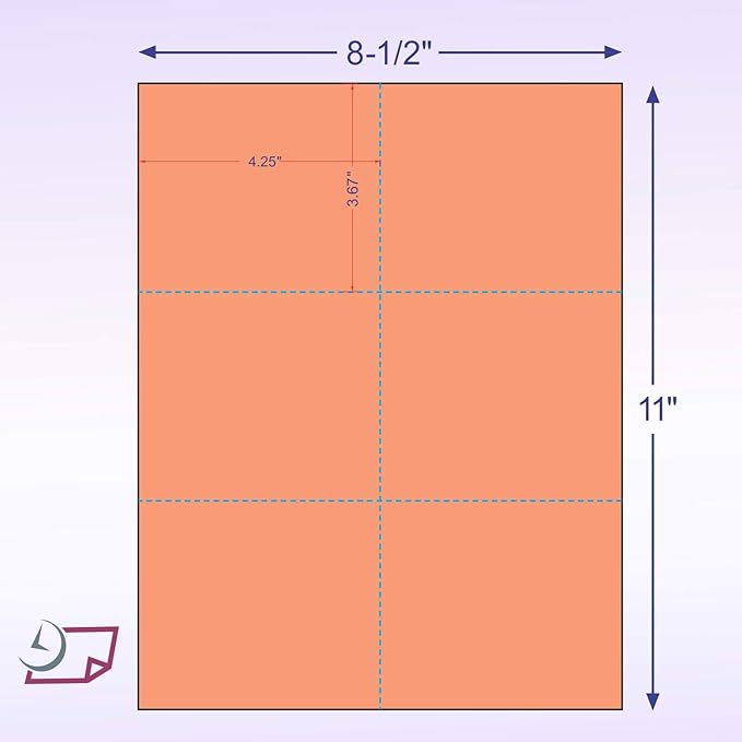 Laser Printer Blank Perforated Sheets 6 up per Page, for School Registration, Flower Delivery Cards, Inventory Tags, Wedding Response, Trip Tickets ETC. (Salmon, 1200 Sheets)