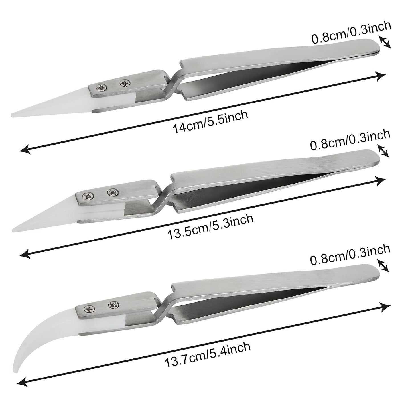6 Pcs Precision Ceramic Reverse Solder Tweezers, Non-Conductive, Anti-Magnetic Pointed & Curved Tips Tweezers Set, Cross Lock Fiber Grip Soldering Tool, Heat-resistant Electronics Tweezers