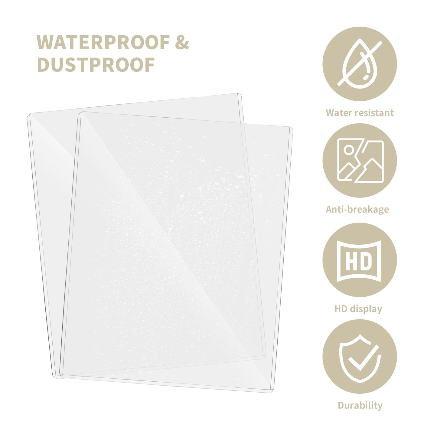 souG 25 Pack 8.5" x 11" Rigid Print Protectors, Clear Waterproof Hard Plastics Page Sheet Protectors, Paper Sleeves Photo Plastic Sleeves Hard Plastic Document Holder Birth Certificate Protector