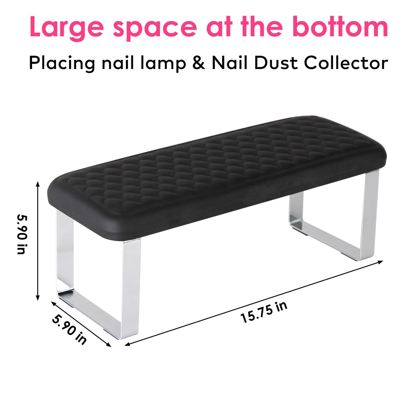 Arm Rest for Nails Tech, BORNBYME Update PU Leather Fish Pattern Hand Nail Foot Stand Rest for Manicure & Pedicure,Black