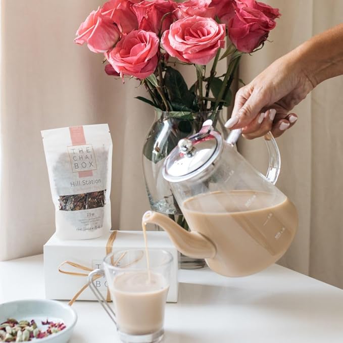 The Chai Box - Premium Rose Chai Tea - Makes 25 Servings - Loose Leaf Black Tea w/Rose Petals & Cardamom - Featured in Oprah's Favorite Things - Made in Small Batches w/Single-Origin Spices - 2.5oz