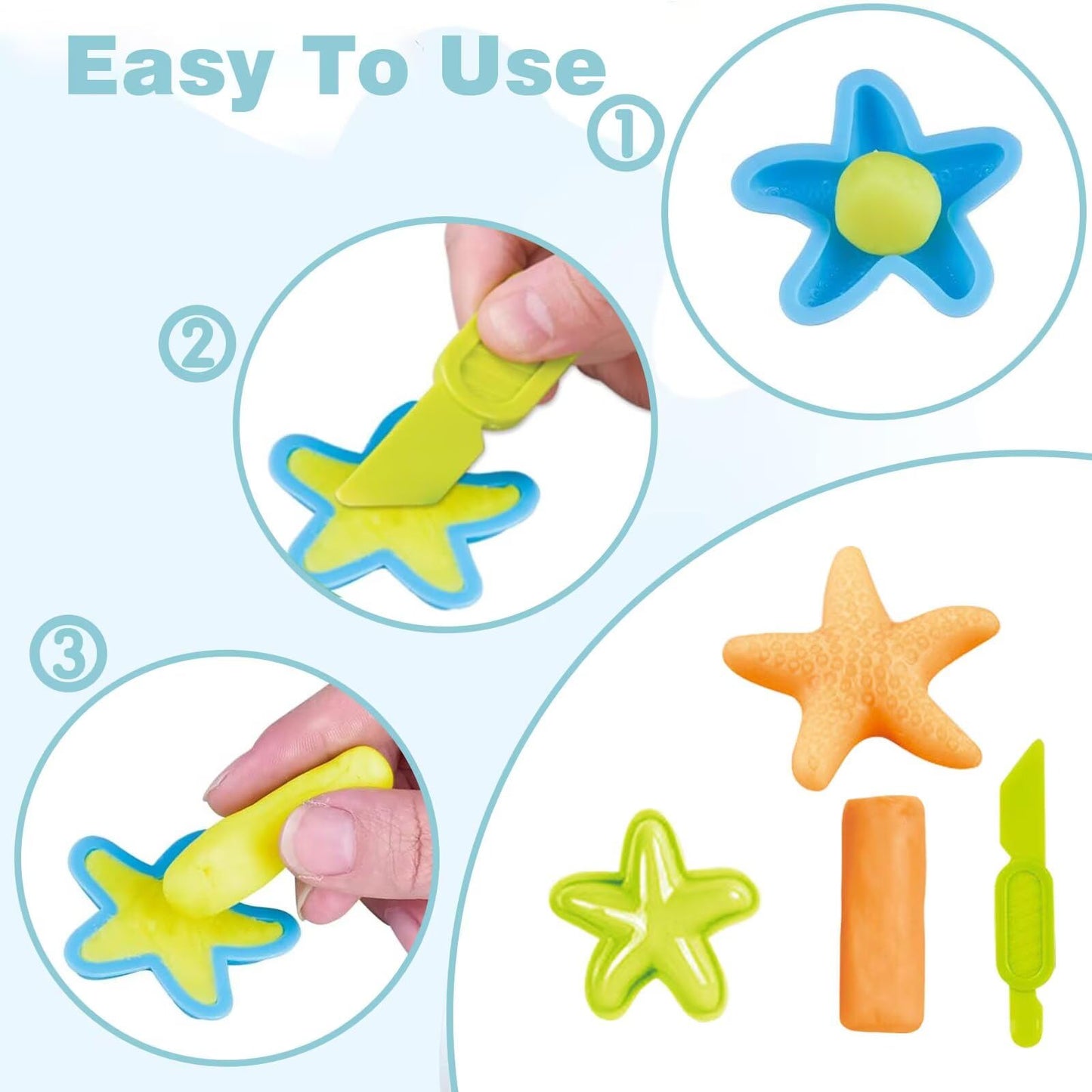 Yiklucg Unleash Creativity with 18 Unique Dino and 0cean Molds Dough Toys Dough Accessories Set Whit 10 .Ideal as a Gift for Kids Aged 3-4-8 Years