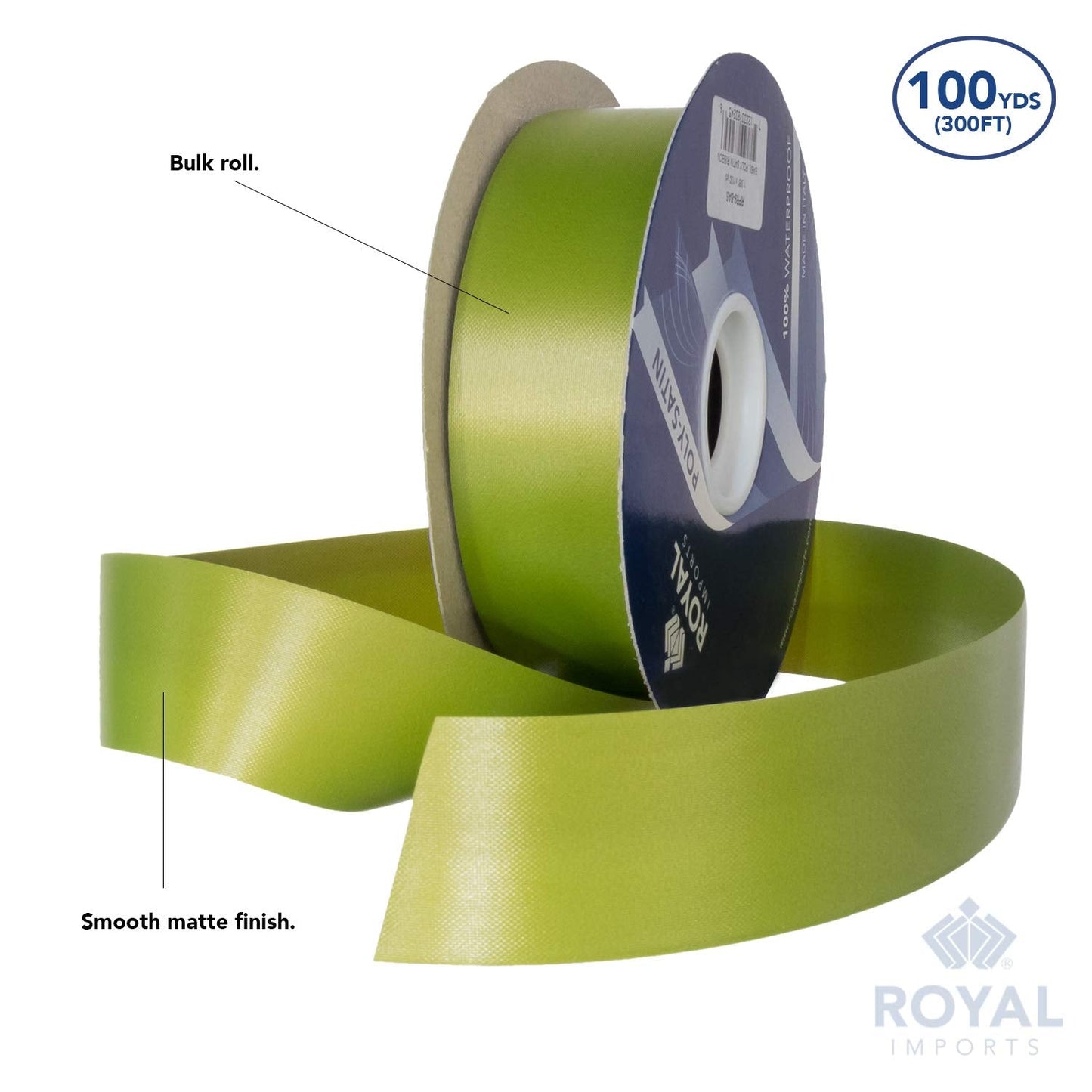 Royal Imports White Satin Ribbon 1.5 Inch (#9), 100 Yards – Waterproof Double-Faced Poly Ribbon for Flower Bouquets, Crafts & Gift Wrapping – Made in Italy