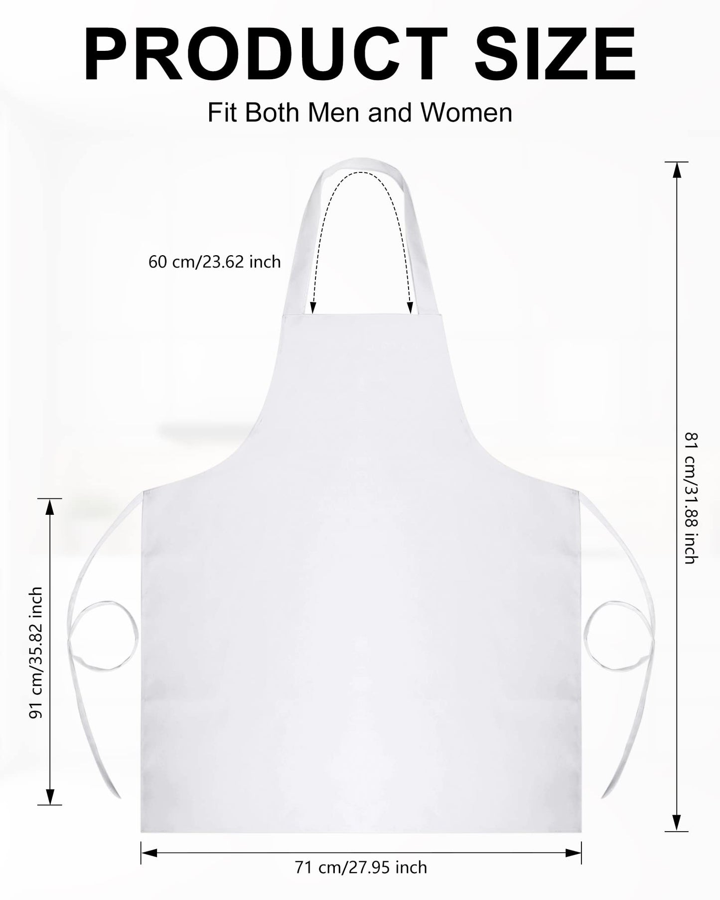 Foaincore 36 Pack Bib Aprons Bulk Plain Aprons for Man Woman Adult Unisex Apron Machine Washable Adjustable Bib Apron (White)