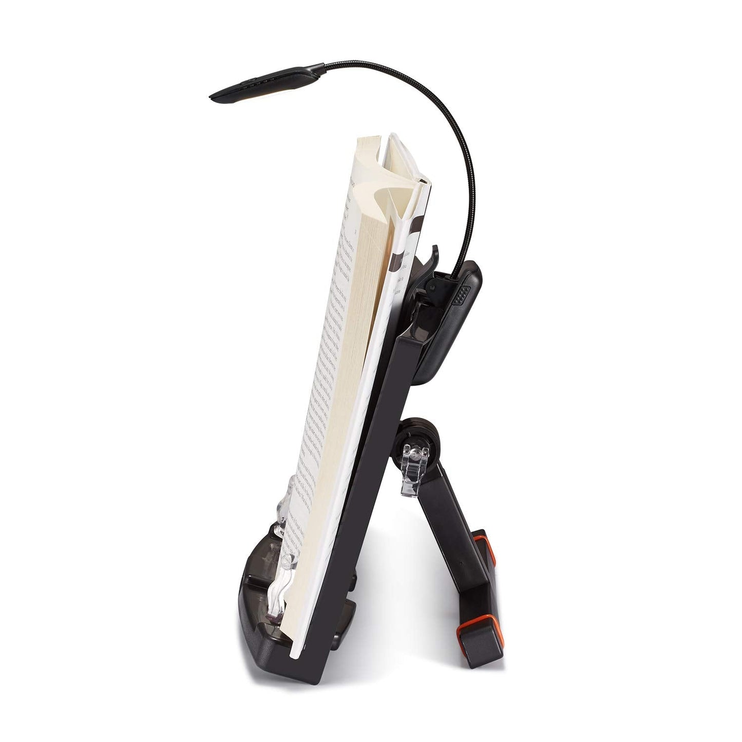 Superior Essentials Book Stand for Reading Hands Free - Recipe Book Cookbook Holder Stand for Kitchen Counter and Page Clips - Ideal for Textbooks, Cookbooks, and Devices