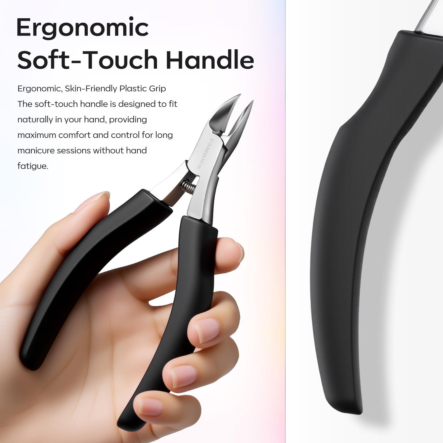 FAMILIFE Toe Nail Clippers for Thick Toenails, Professional Stainless Steel Ingrown Toenail Clippers, Sharp Durable Blades Pedicure Tools with Non-Slip Plastic Handle for Salon & Home Use