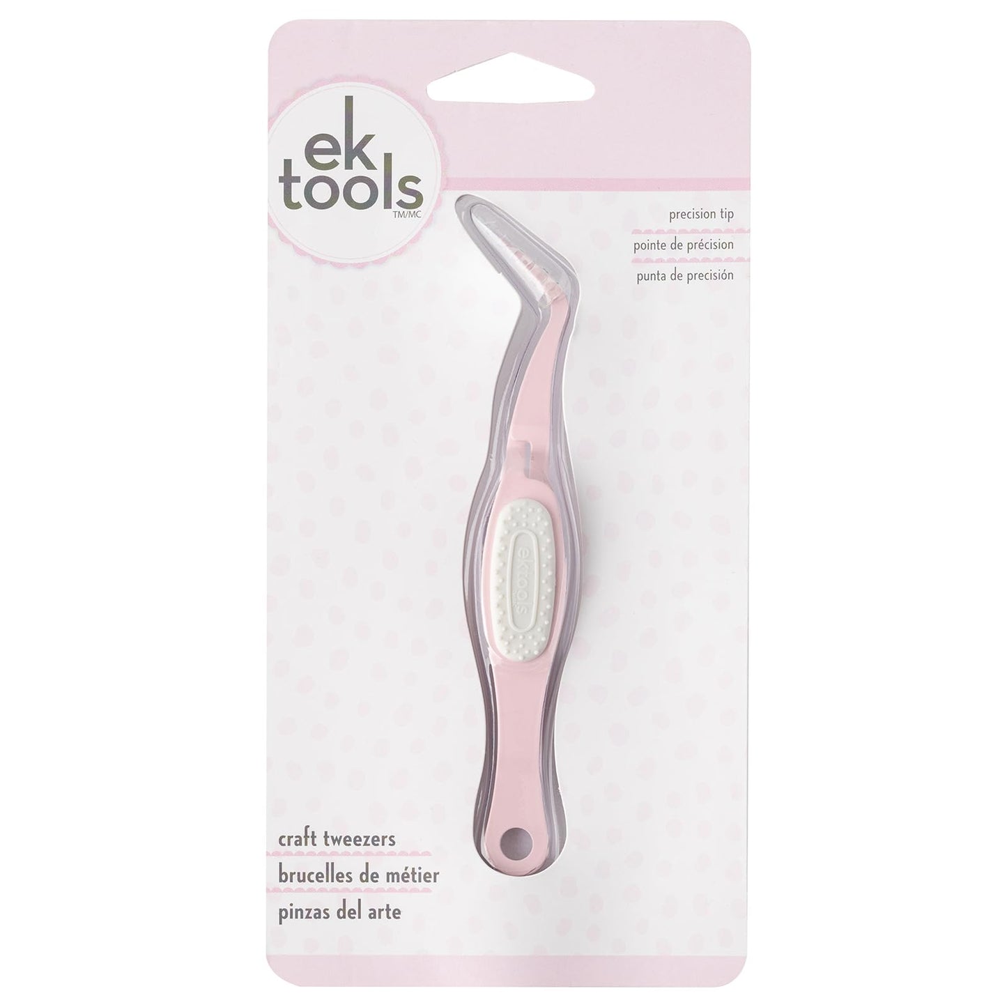 EK Tools Pink Crafting Tweezers, Precision Tip with Protective Cover, Essential Craft Supplies for Projects and Jewelry Making