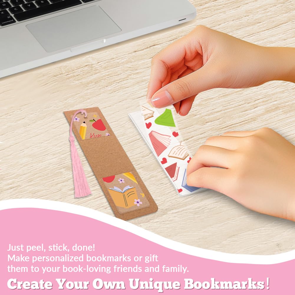 GLASSWINDS 24 Pcs Acrylic Bookmark Blanks Custom with 24 Pcs Cute Waterproof UV DTF Transfer Sticker, 24Pcs Tassels, Bookmark Making Kit Clear DIY Bookmarks, Back to School Gifts for Teacher Student