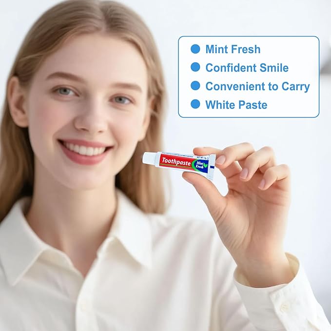 30 Tubes Bulk Travel Size Mini Toothpaste, 0.176oz Disposable Mint Flavor Pocket Teeth Paste Small Essential Toothpaste for Travel, Home/Hotel/Guests/Charity/Homeless/Camping Oral Care (Single Use)
