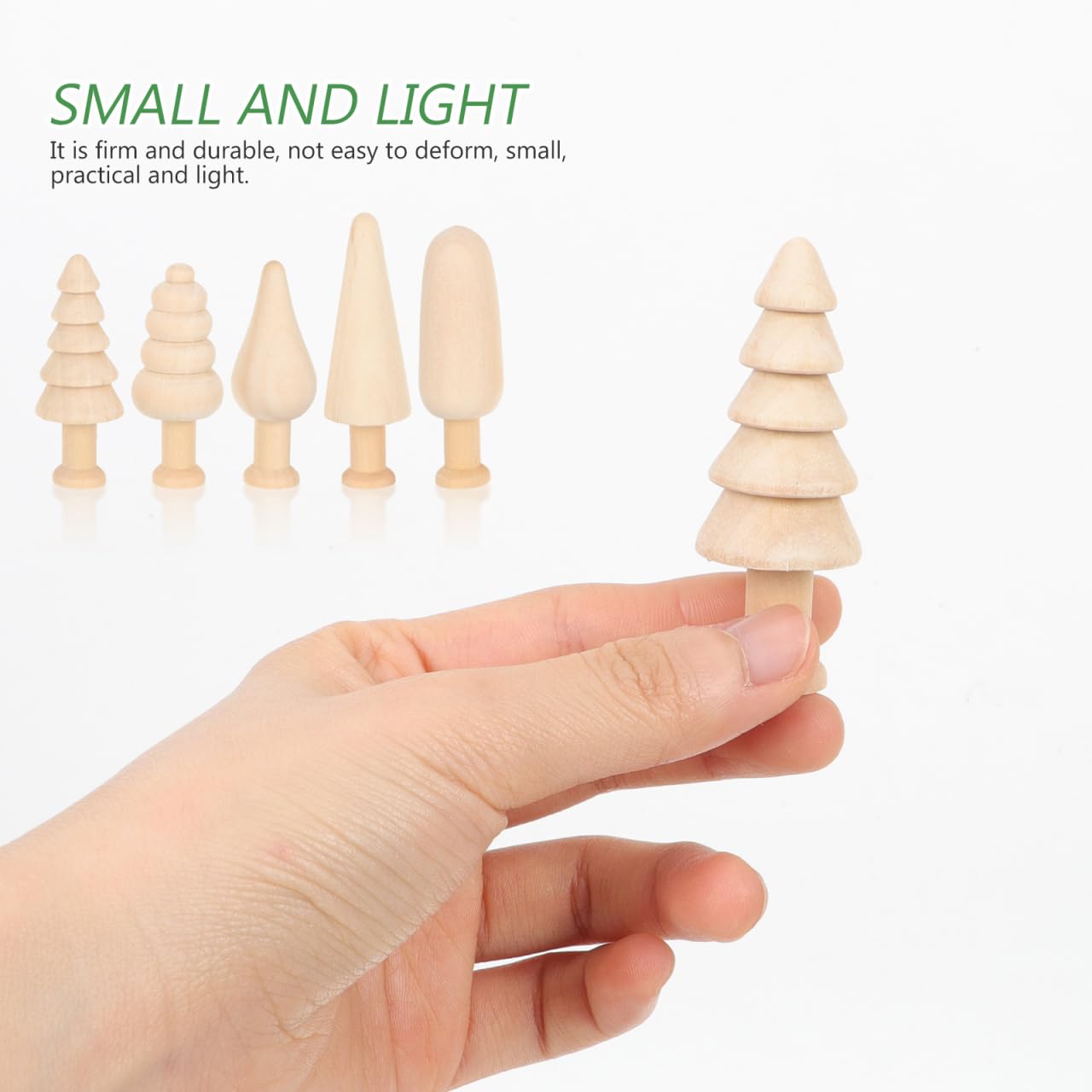 10Pcs Unfinished Wooden Trees Blank Wooden Peg Dolls DIY Natural Wood Xmas Tree Graffiti for Arts and Crafts Unfinished Mini Trees