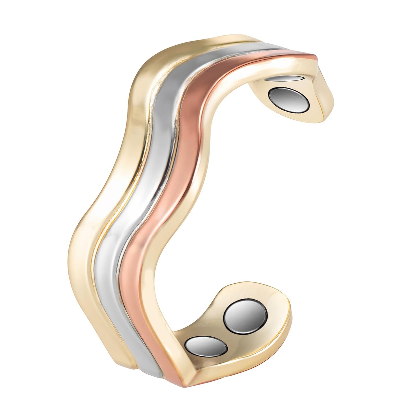 MagSølv Copper Rings for Women, Pure Copper Adjustable Magnetic Ring, Three Color Gold Jewelry