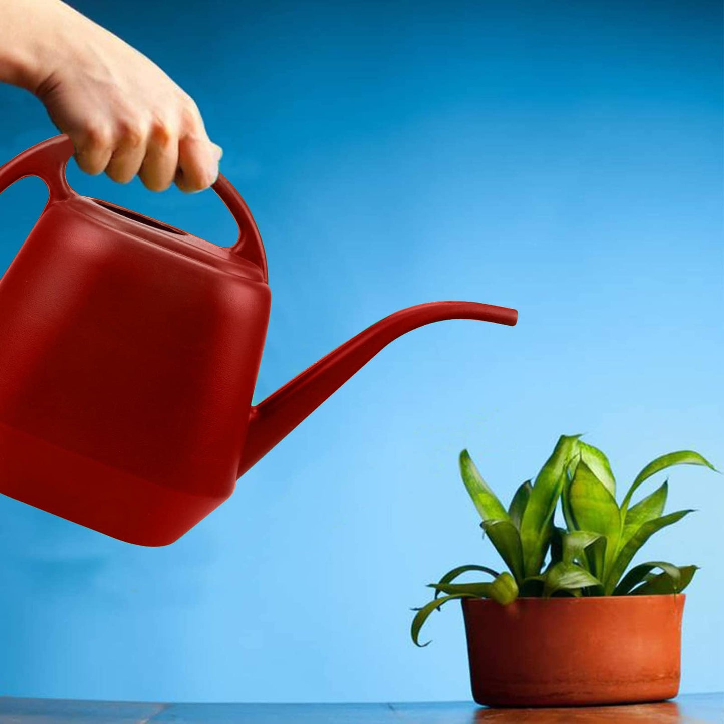 Fasmov Plastic Watering Can, Burnt Red, 1-Gallon