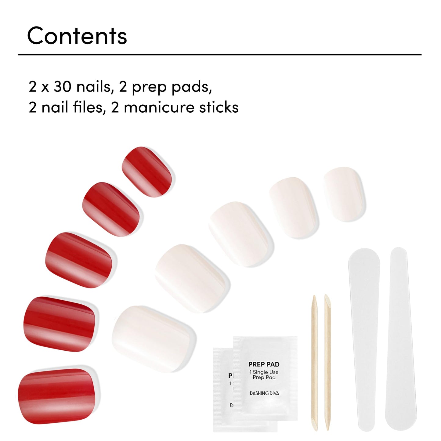 Dashing Diva Magic Press Nail Bundle - White Chocolate Cherries Collection - Short Square Press On Nails - Cherry Popsicle & Coconut Milk - Long Lasting Gel - Lasts Up to 7 Days - 2 Sets