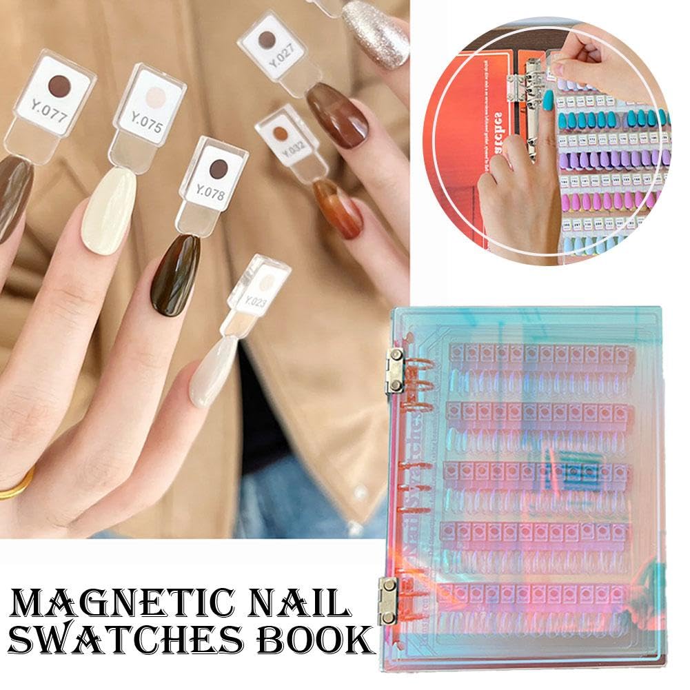 180pcs Magnetic Nail Swatch Book, Nail Color Display Book Nails Swatch, Professional Nails Art Salon Design Display Booklet for Manicurist, Removable Blank NailSample Dis-play Organizer Booklet