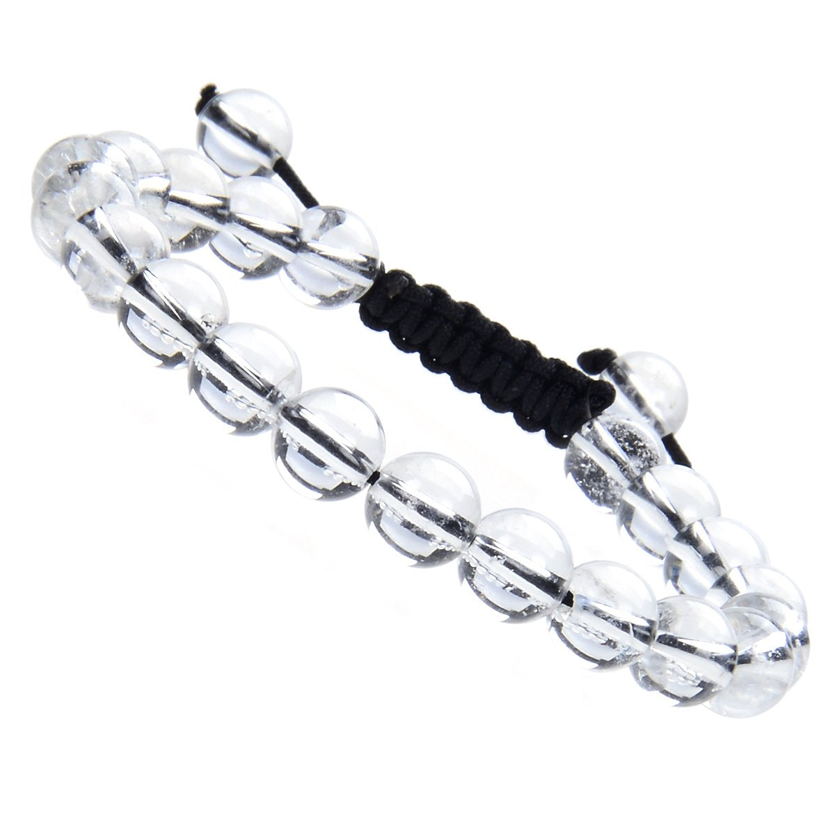 MASSIVE BEADS AA Grade Natural Semi Precious Gemstone Bracelet Birthstone Healing Crystal Round Beads Bracelet Adjustable Beaded Bracelet Unisex (Clear Crystal, 8mm)