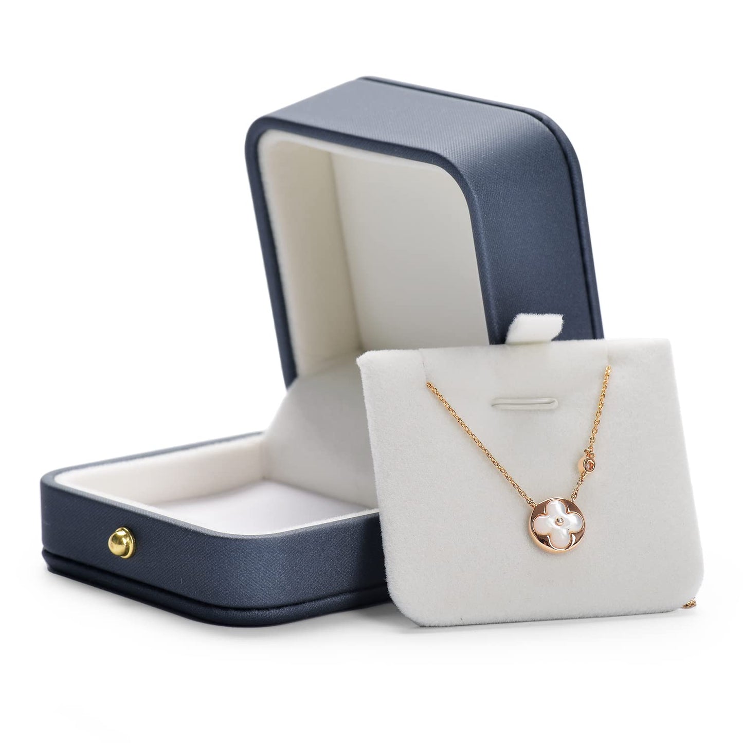 Papten PU Leather Necklace Box Velvet Interior Necklace Gift Box Pendant Case Display Storage Case for Anniversary Wedding Birthday Mother's Day (Steel-Blue)